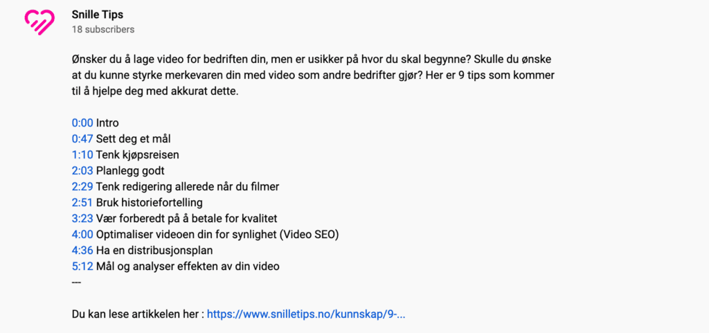 Legg til en grundig beskrivelse til Youtube videoen